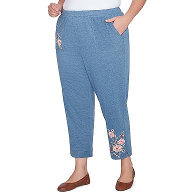 Plus Size Alfred Dunner Casual Floral Embroidered Ankle Pants