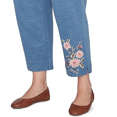 Plus Size Alfred Dunner Casual Floral Embroidered Ankle Pants