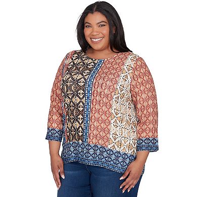 Plus Size Alfred Dunner Batik Textured Border Top