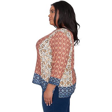 Plus Size Alfred Dunner Batik Textured Border Top