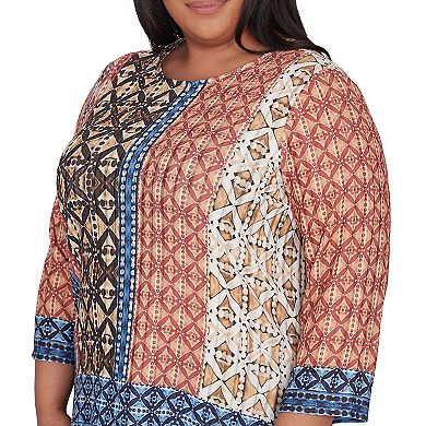 Plus Size Alfred Dunner Batik Textured Border Top