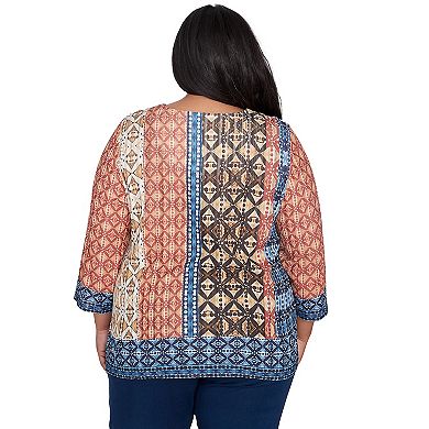 Plus Size Alfred Dunner Batik Textured Border Top