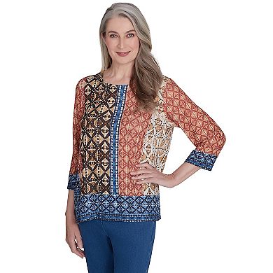 Women's Alfred Dunner Batik Textured Border Top