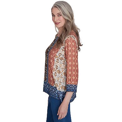 Women's Alfred Dunner Batik Textured Border Top