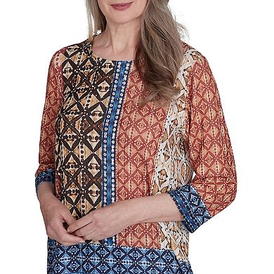 Women's Alfred Dunner Batik Textured Border Top