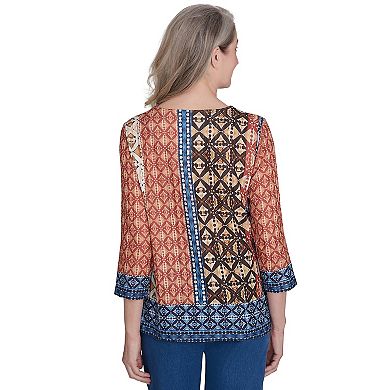 Women's Alfred Dunner Batik Textured Border Top