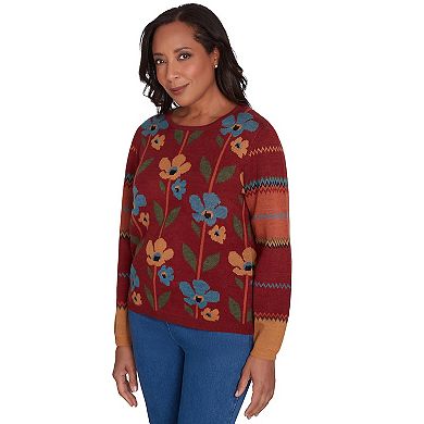 Women's Alfred Dunner Cozy Floral Crewneck Top