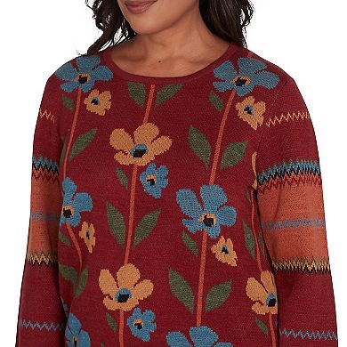 Women's Alfred Dunner Cozy Floral Crewneck Top