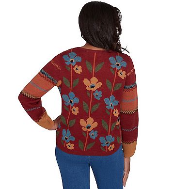 Women's Alfred Dunner Cozy Floral Crewneck Top