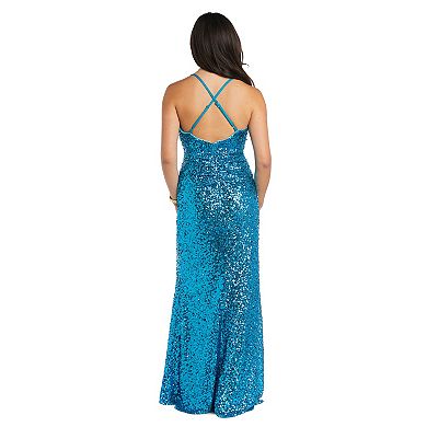 Juniors' Morgan and Co Soft Sequin Adjustable Straps Maxi Dress