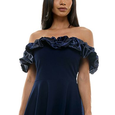 Juniors' B. Smart Off-Shoulder Ruffle Mini Dress