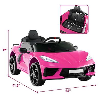 12V Electric Kids Ride On Car Licensed Chevrolet Corvette C8 with Remote Control Ages 3+ Years Old