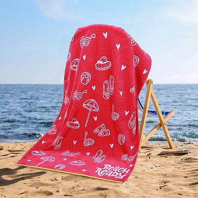 SUPERIOR Bahama Cotton Fuzzy Velour Terry Oversized Beach Towel