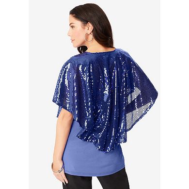 Roaman's Women's Plus Size Ultrasmooth Fabric Sequin Popover Tee.