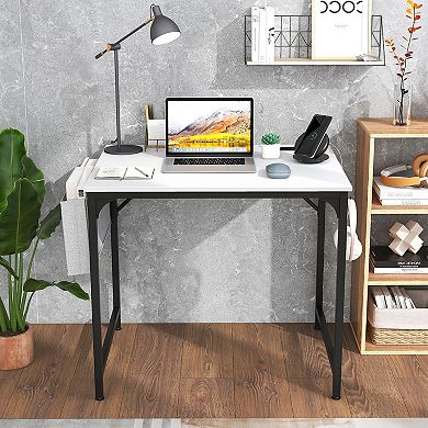 32 Inch Home Office Desk With Charging Station Storage Bag And Headphone Hook