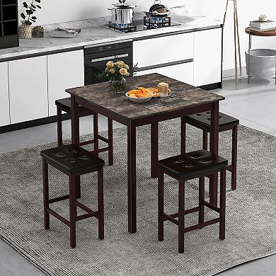 5-Piece Bar Table Set Counter-height Dining Table And 4 Bar Stools