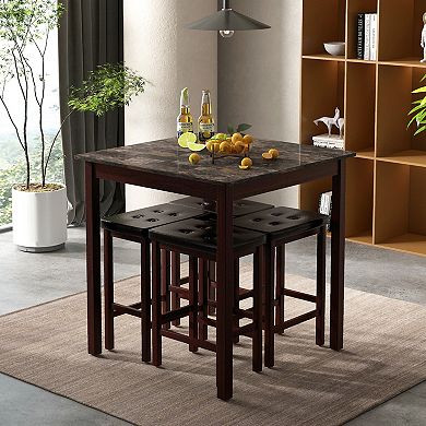 5-Piece Bar Table Set Counter-height Dining Table And 4 Bar Stools