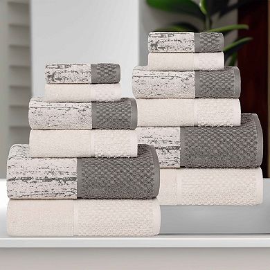 SUPERIOR 12-pc. Lodie Cotton Plush Absorbent Jacquard Towel Set