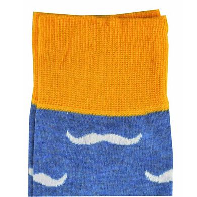 Men Crew Socks, Mustaches Design Colorful Smooth Toe