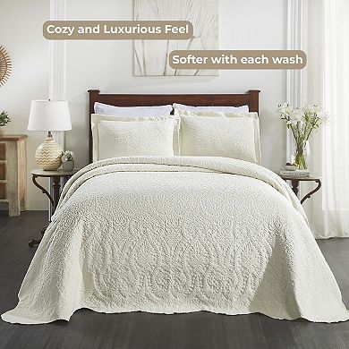 SUPERIOR Aspen Jacquard Woven Floral Scalloped Edges Bedspread & Sham Set