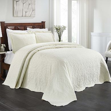 SUPERIOR Aspen Jacquard Woven Floral Scalloped Edges Bedspread & Sham Set