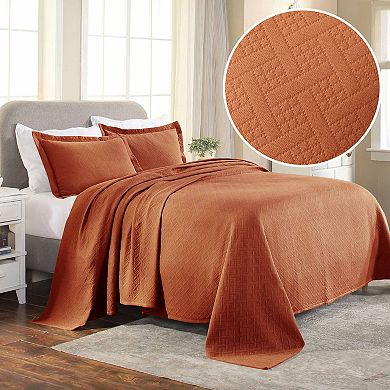 SUPERIOR Basketweave Cotton Matelass?? Bedspread & Sham Set