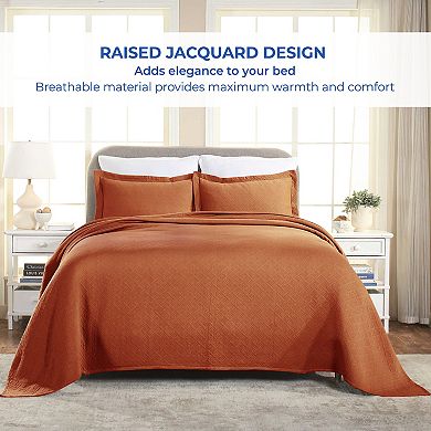 SUPERIOR Basketweave Cotton Matelass?? Bedspread & Sham Set