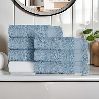 SUPERIOR Rolla Cotton Geometric Jacquard Absorbent Hand Towels 6-Piece Set