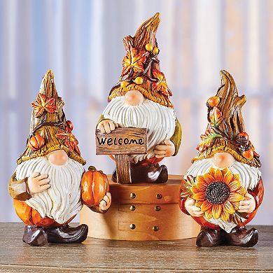 Collections Etc Autumn Harvest Gnome Figurines - Set Of 3