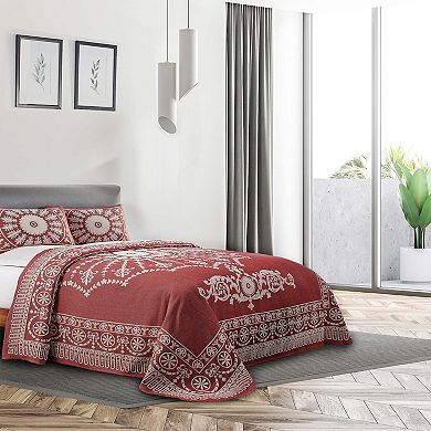 SUPERIOR Kymbal Medallion Woven Jacquard Oversized Bedspread & Sham Set