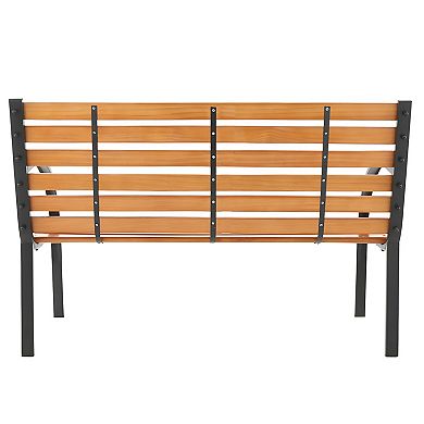 Elegant Garden Bench - Curved Armrests and Sloped Slatted Seat for Comfort and Style