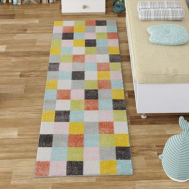 Unique Loom Checks Whimsy Kids Rug