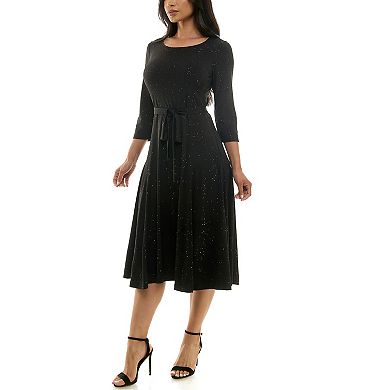 Women's Nina Leonard Glitter Sylvia Midi Dress