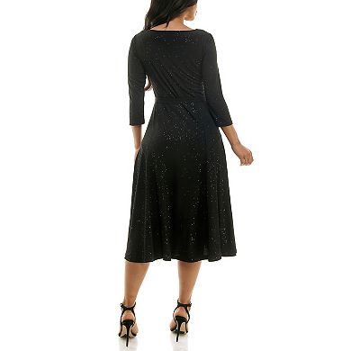 Women's Nina Leonard Glitter Sylvia Midi Dress