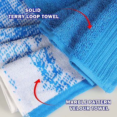 SUPERIOR 4-pc. Cotton Medium Weight Marble Solid Jacquard Bath Towel Set