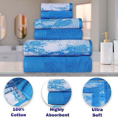 SUPERIOR 4-pc. Cotton Medium Weight Marble Solid Jacquard Bath Towel Set