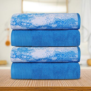 SUPERIOR 4-pc. Cotton Medium Weight Marble Solid Jacquard Bath Towel Set