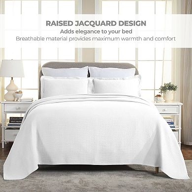 SUPERIOR Solitaire Cotton Medium Weight All-Season Matelasse Diamond Bedspread & Sham Set