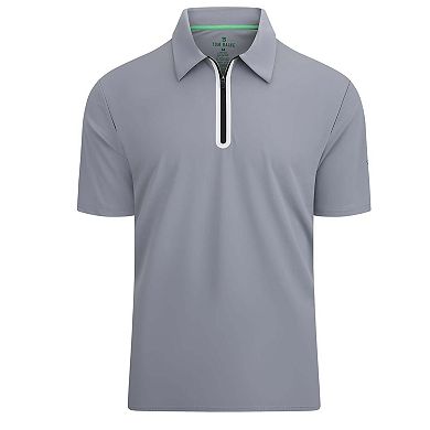 Tom Baine Performance Stretch Zipper Closure Solid Short Sleeve Polo