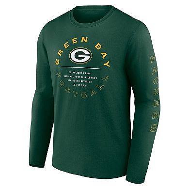 Men's Fanatics Green Green Bay Packers Stat Sheet Long Sleeve T-Shirt