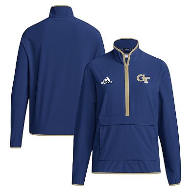 Men's adidas Navy Georgia Tech Yellow Jackets Coaches Sideline Half-Zip Jacket