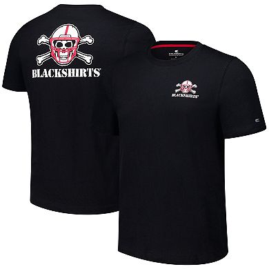 Men's Colosseum Black Nebraska Huskers Logo Lockup 2-Hit Active Blend T-Shirt