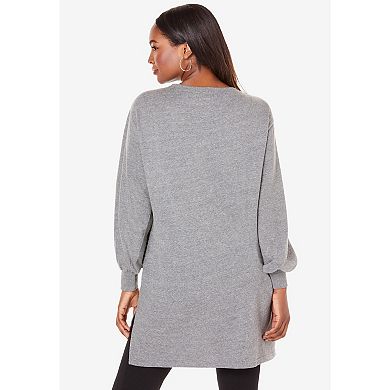 Roaman's Women's Plus Size Blouson Sleeve High-low Sweatshirt