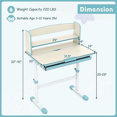 Height Adjustable Kids Study Desk With Tilt Desktop