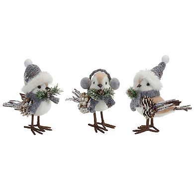 Holiday Winter Bird Set - 12 Pieces, 5", 5.5", and 5.75" Heights, Foam/Polyester