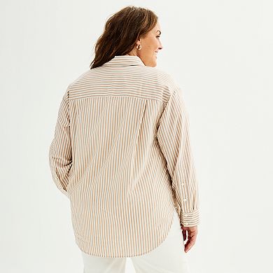 Plus Size Sonoma Goods For Life® Oversized Boyfriend Shirt