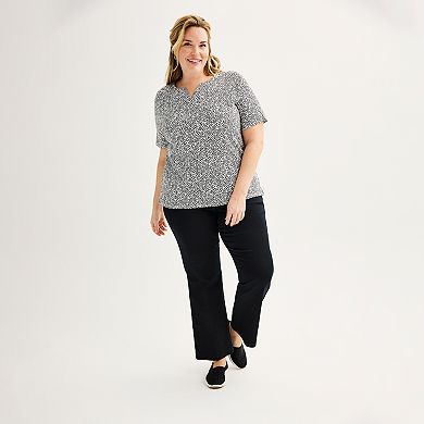 Plus Size Croft & Barrow® Elbow Sleeve Split Neck Top