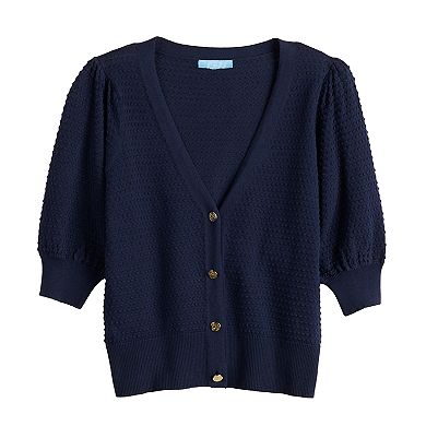 Women's Draper James Novelty Stitch Elbow Sleeve Cardigan