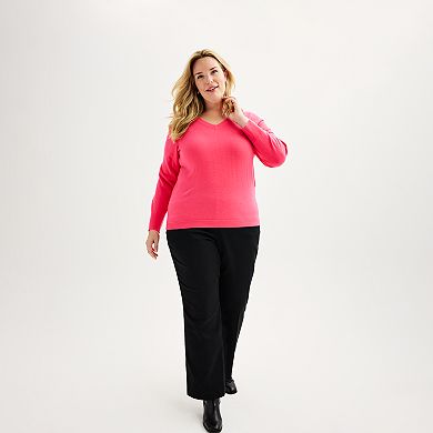 Plus Size Croft & Barrow® Extra Soft V-Neck Sweater