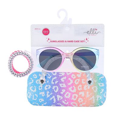 Elli by Capelli Glitter Sunglasses, Case & Hair Coil Set